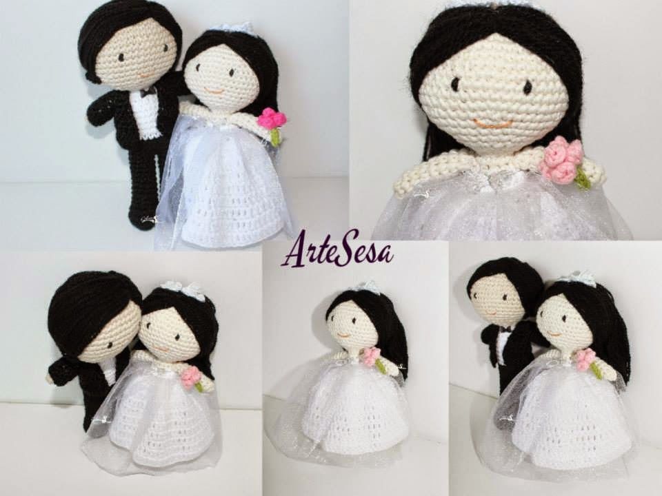 Boda Novia /& Novio Muñecas Tejer patrón