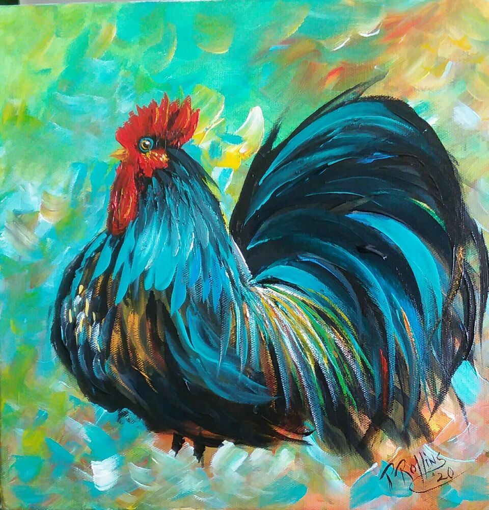 Art Animal Painting Rooster Pattern Wall Art and Home Decoration Canvas Art Print on Canvas 20 x 17 in No Framed