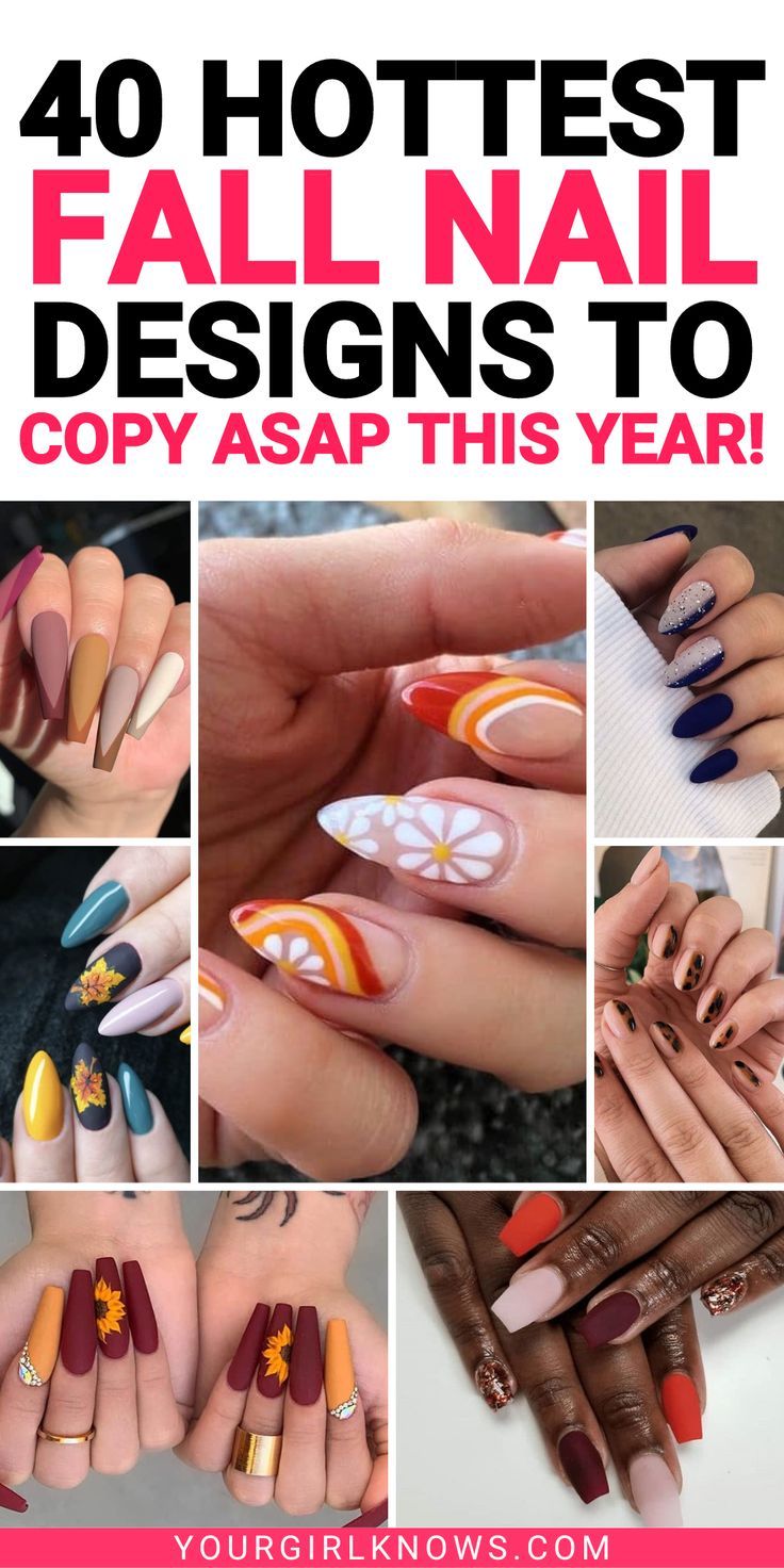 As the leaves start to change color and autumn creeps in, it's time to switch to trendy fall nail designs. From classic plums and oranges to modern metallics and abstract fall nail art, we've got you covered this season. So get inspired and enjoy sporting some stylish new nails! Simple Fall Nails, Fall Gel Nails, Fall Manicure, Cute Nails For Fall, Fall Matte Nails Autumn, Fall Nail Art Designs, Colorful Nail Designs, Cute Nail Designs, Fall Designs