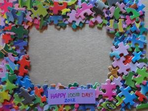 100th day puzzle piece picture frame craft could also use as a gift