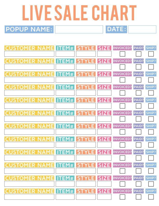 Live Sale Customer Chart UPDATED version! For Retailers and - Sale Chart