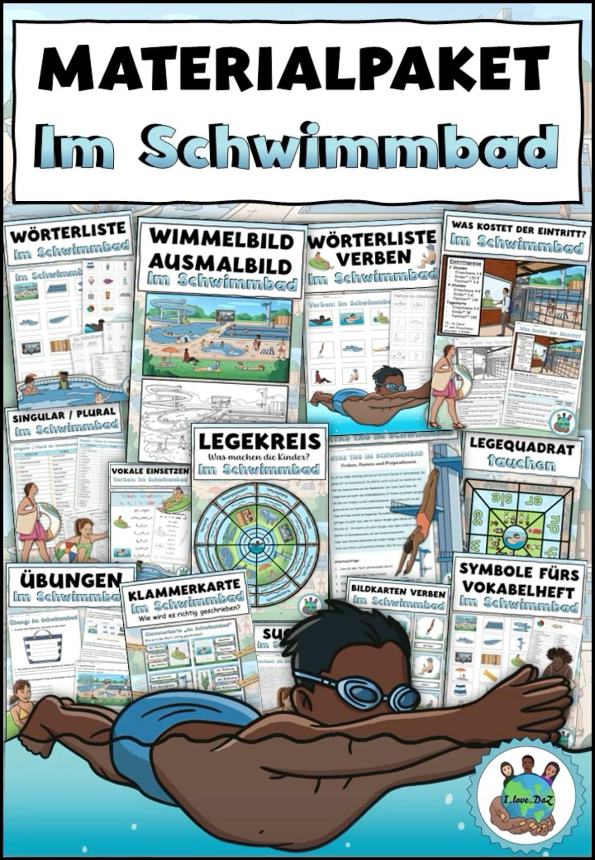 Materialpaket Im Schwimmbad DaZ / DaF / Deutsch (wachsend) – Unterrichtsmaterial im Fach DaZ/DaF