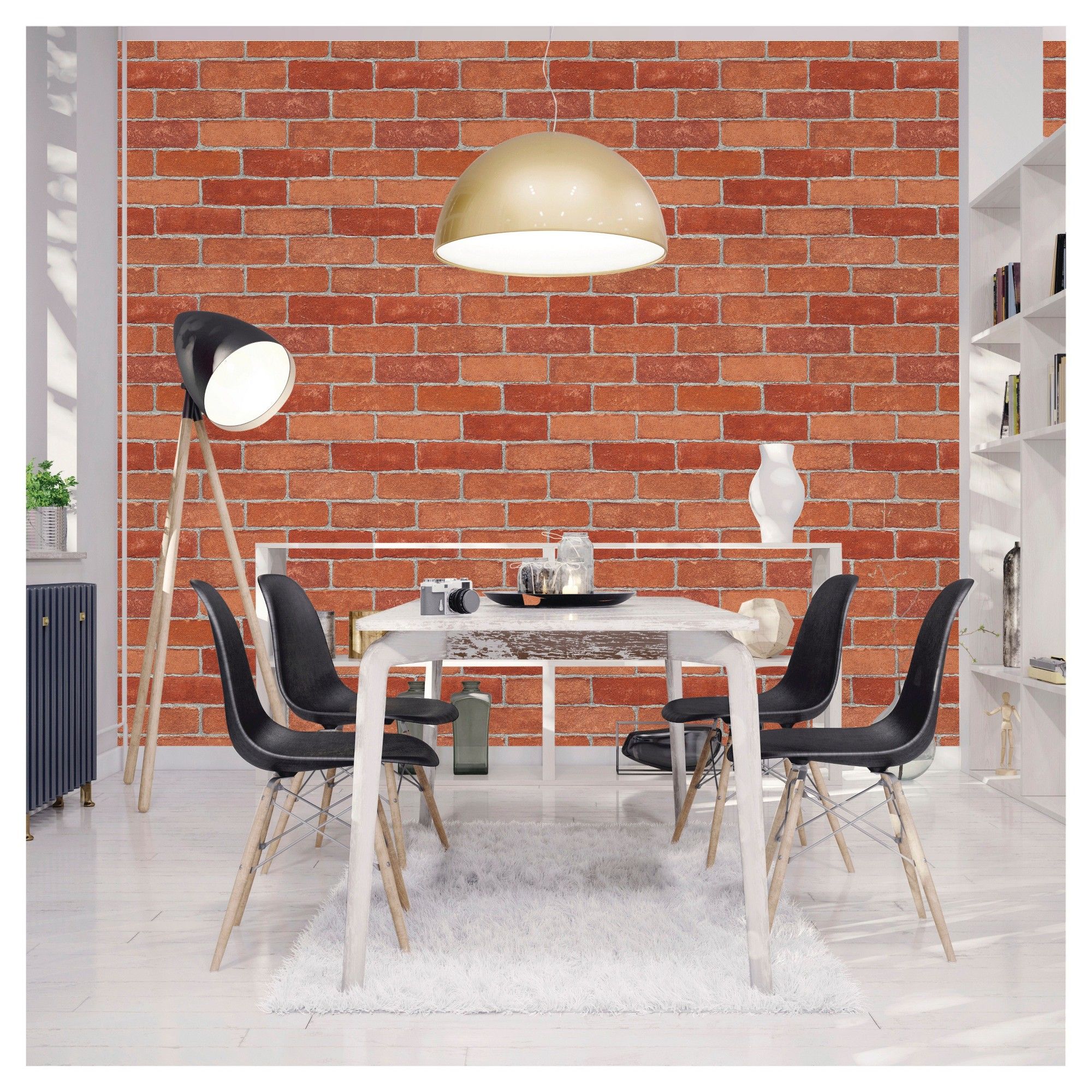 Textured Brick Peel & Stick Wallpaper White Threshold