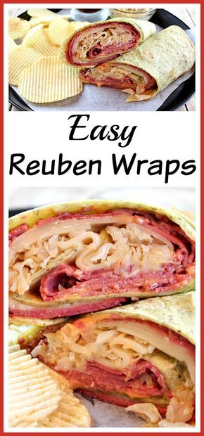 Reuben Wraps- These easy Reuben wraps are a wonderful lunch or quick dinner recipe, and have all the flavor of a delicious Reuben sandwich! They're a great way to use up any corned beef you have left over from St. Patrick's Day! | easy recipe, food, Saint Patrick's Day, quick recipe, leftovers #quickdinnerideas