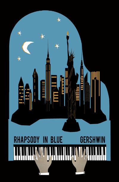 Rhapsody in Blue - Gershwin Art Print by Prelude Posters | Music poster, Jazz poster, Gershwin