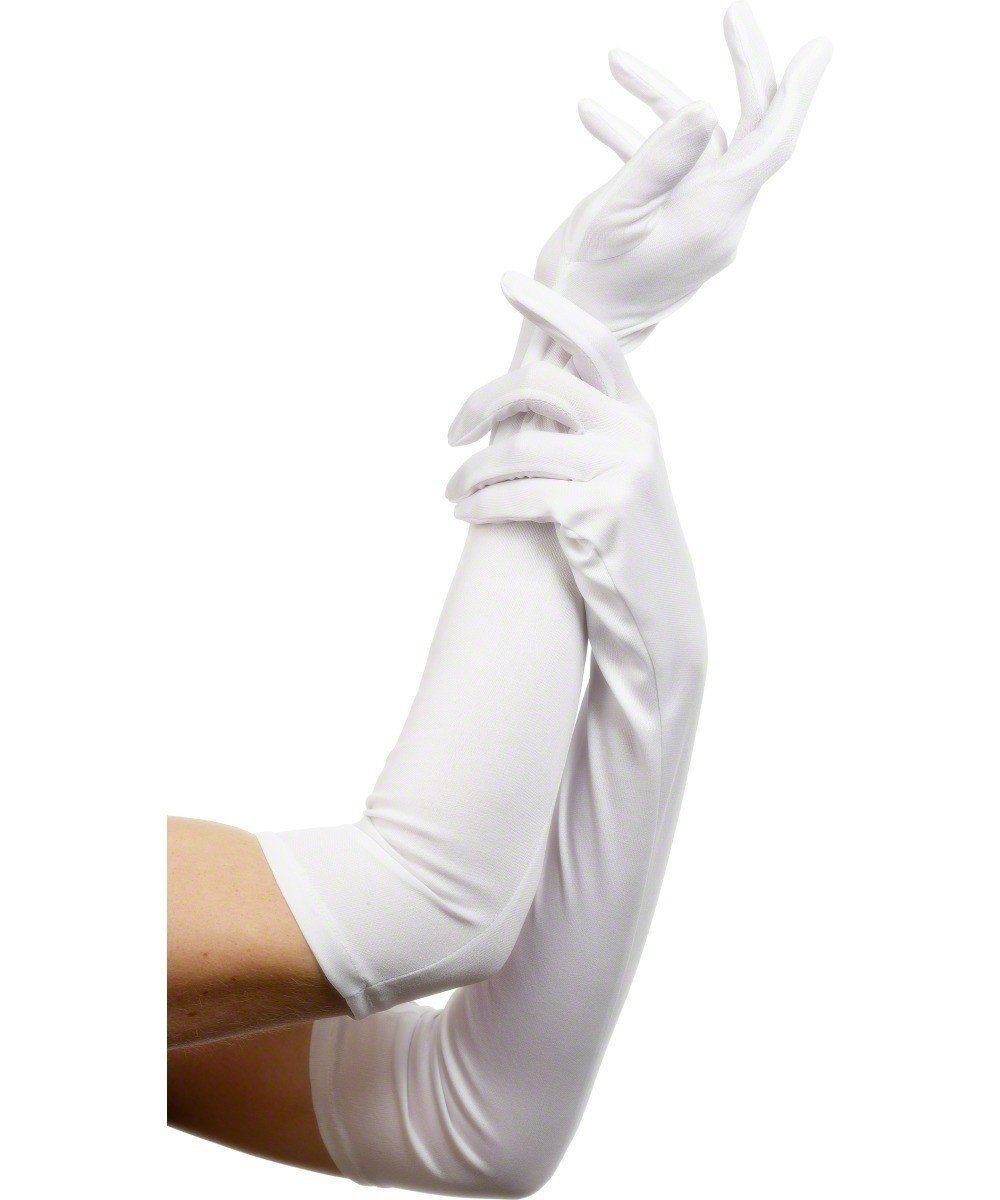 Womens Long White Opera Gloves Elbow Length Flapper Adult Costume No-Itch NEW