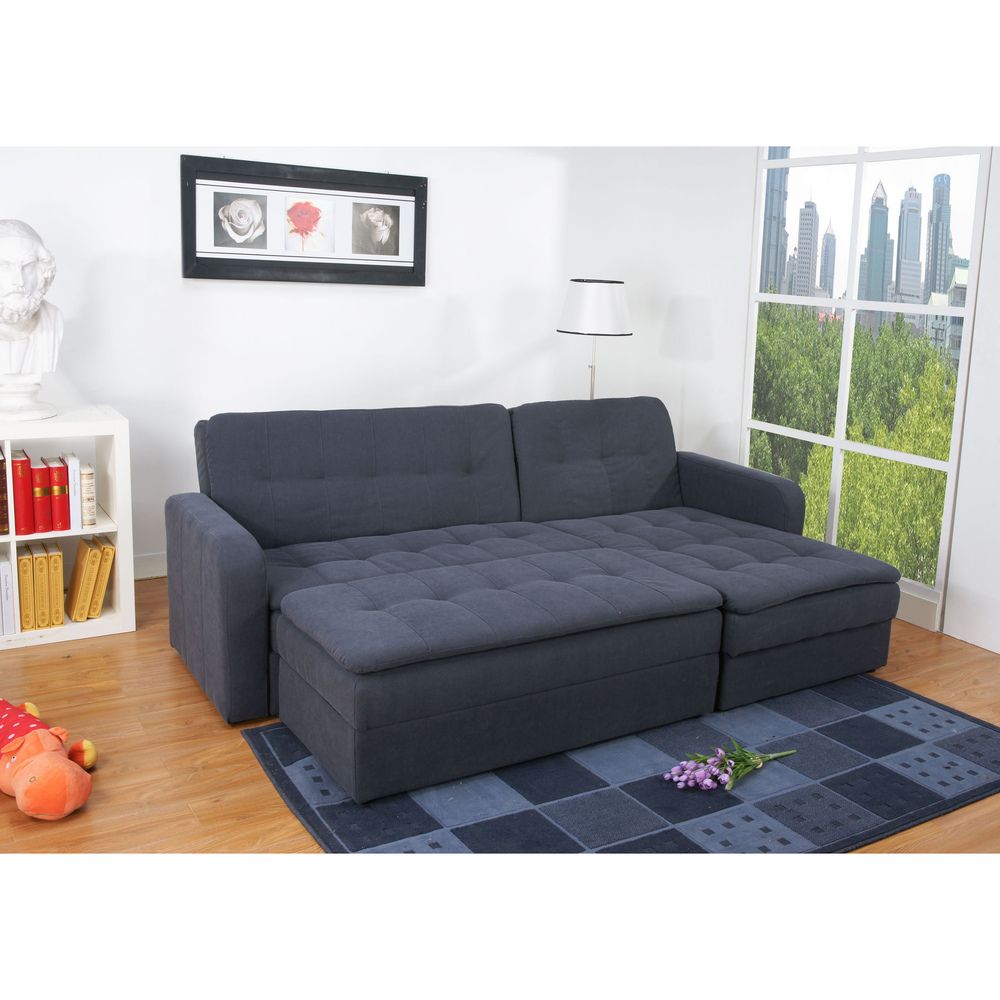 Denver Steel Finish Double Ottoman Sectional Sofa Bed Comfy Es Denver Steel Finish Double Ottoman Sectional Sofa Bed