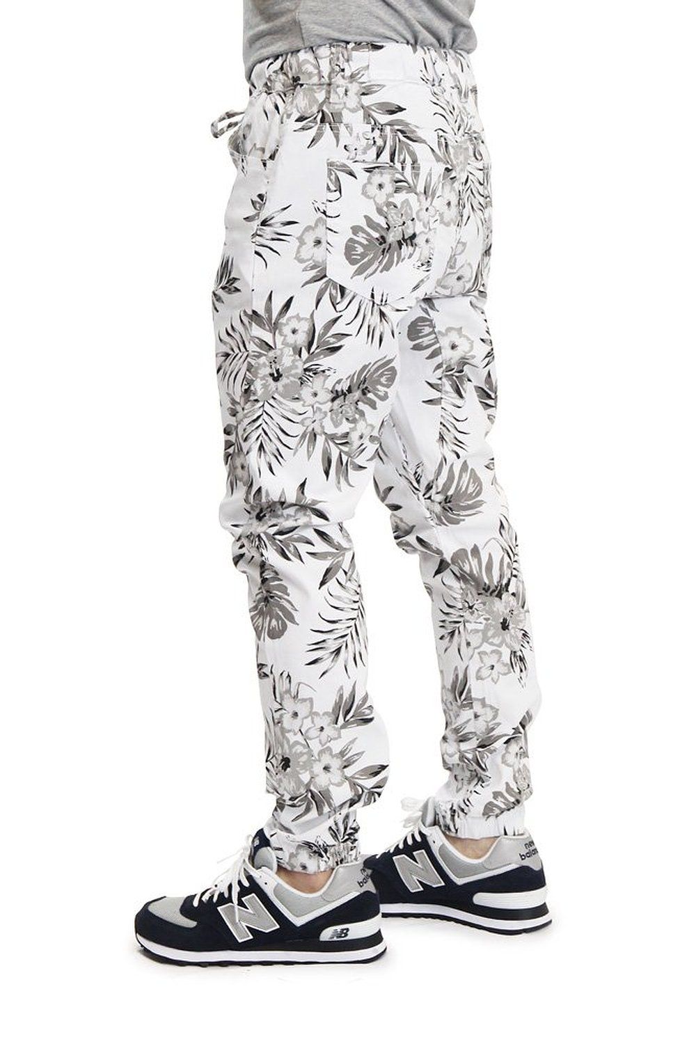 Victorious Men S Tonal Floral Print Twill Jogger Pants Jg848