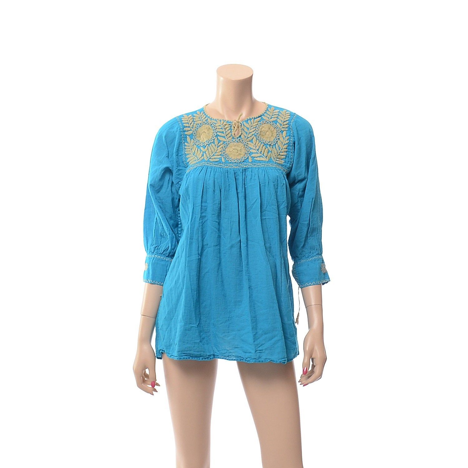 Boho Top Festival Blouse 70s Hippie Shirt Boho Cotton Gauze Bohemian 1970s Long Sleeve Medium Sheer White Tunic Top