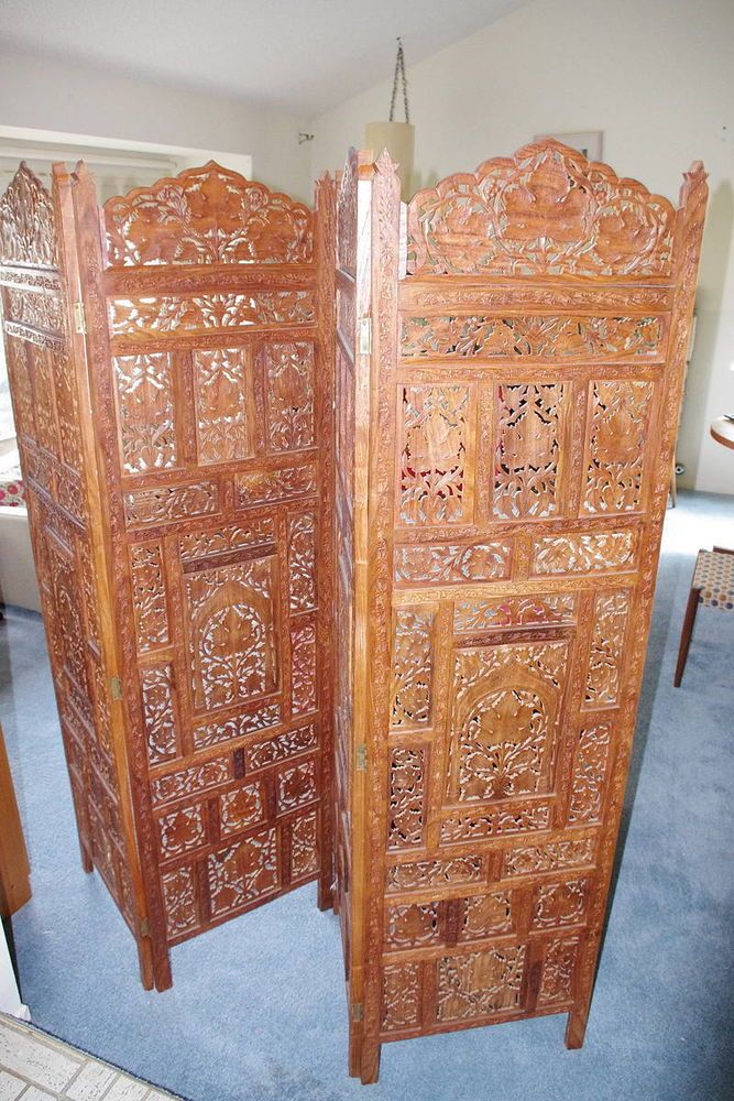 Details About Vintage Hand Carved Solid Teak Wood 4 Panel Details About Vintage Hand Carved Solid Teak Wood 4 Panel