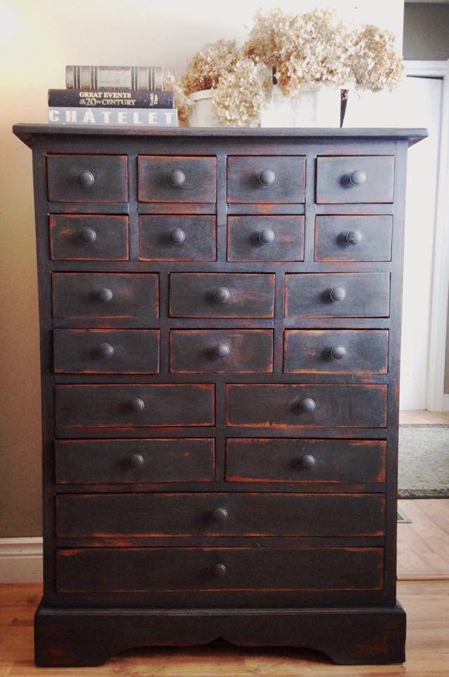Annie Sloan Chalk Paint Graphite With Dark Wax On This 20 Drawer Annie Sloan Chalk Paint Graphite With Dark Wax On This 20 Drawer Dresser Apothecary Style Cabinet Primitive