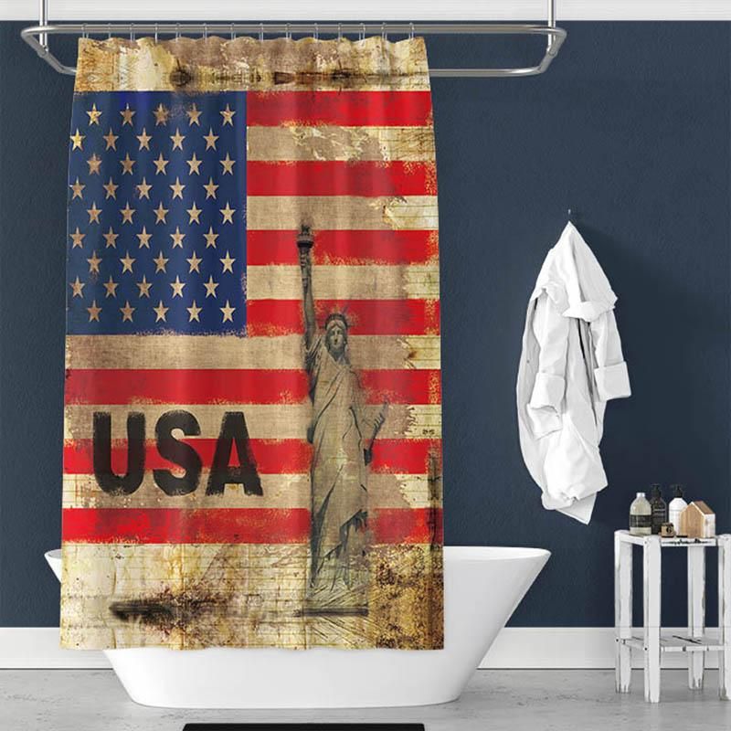 Black White American Flag Shower Curtain By Urban Outfitters
