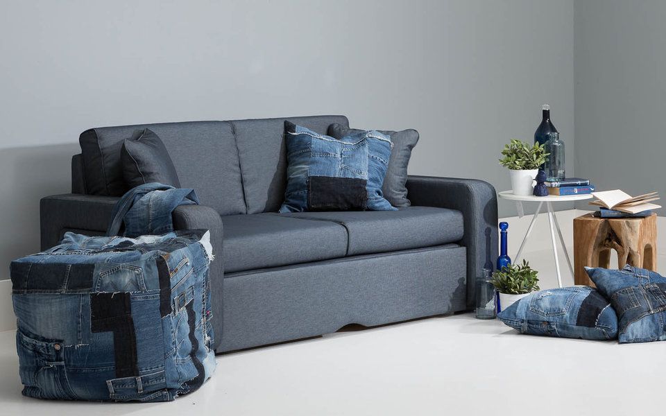 slaapbank Basiq | Slaapbank, Blauwe stof, Interieur