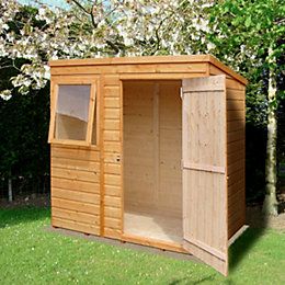 6X4 Caldey Pent Shiplap Wooden Shed with Assembly | Wooden