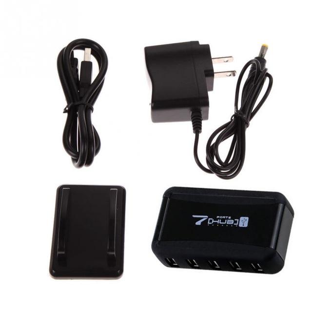 7 Port USB 2.0 HUB Adapter Converter with AC Power For PC Laptop Computer