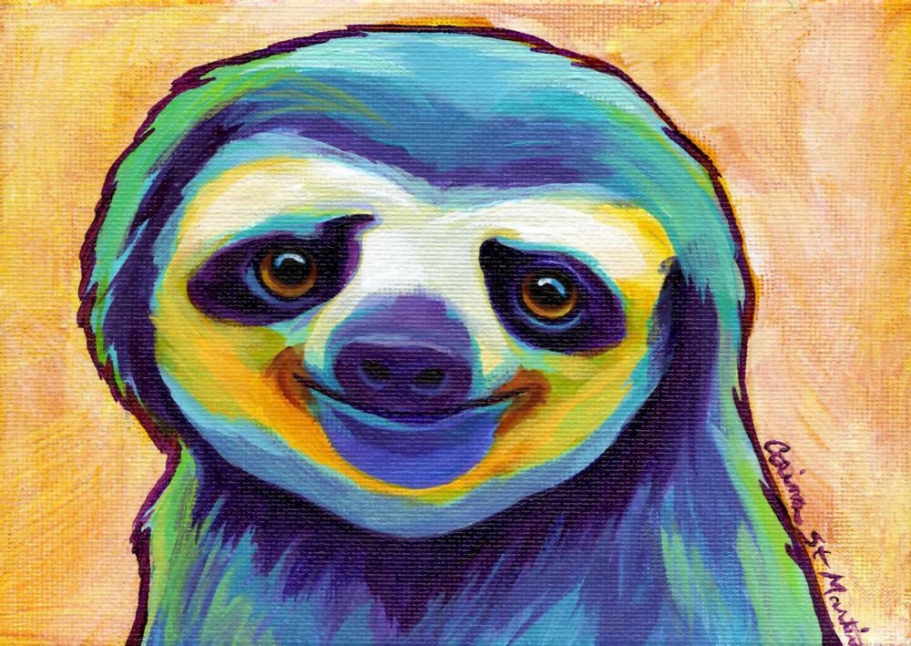 Sloth inspired Watercolour poster print wall art gift decor merchandise