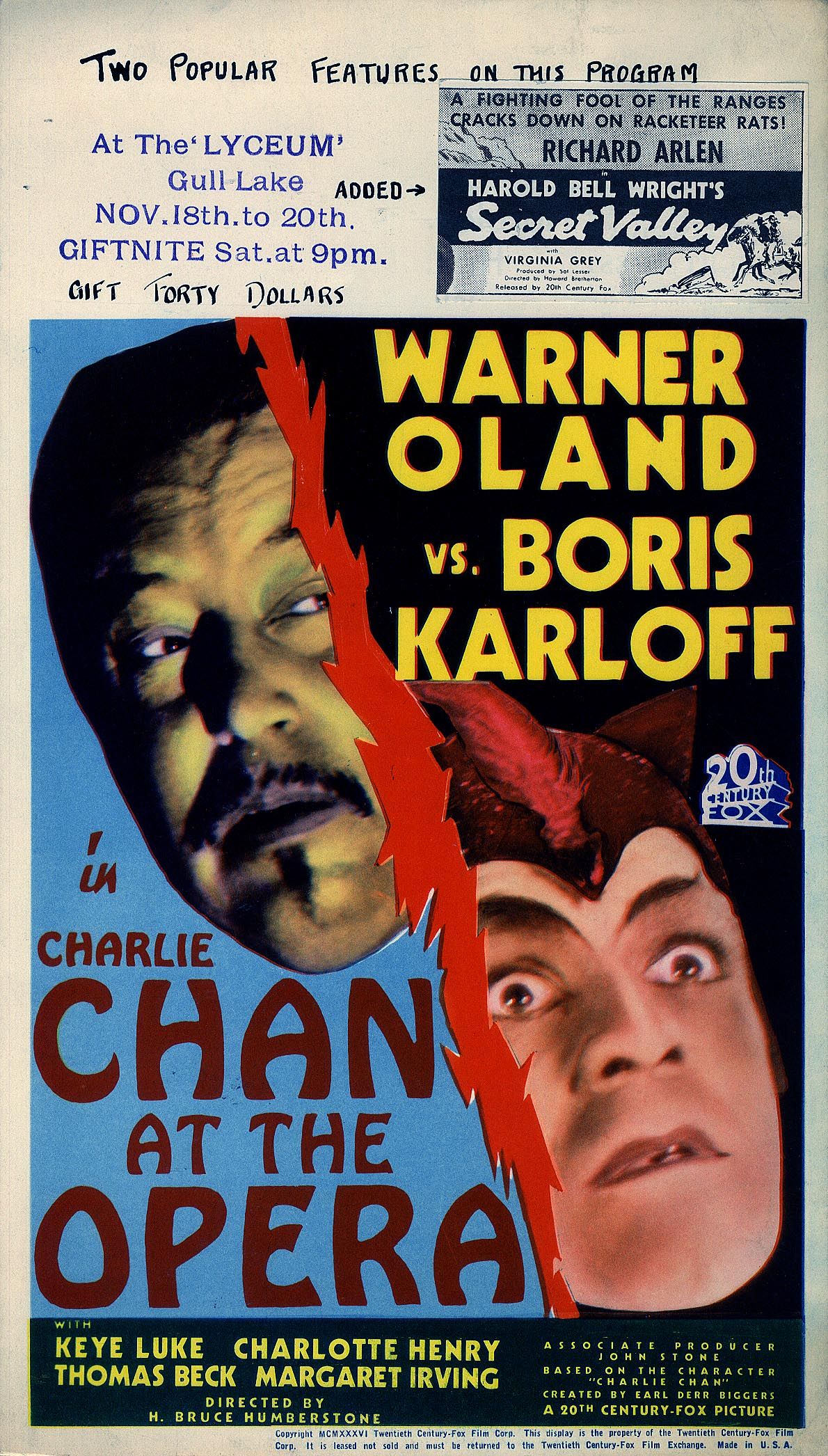 PRINT IMAGE PHOTO CHARLIE CHAN AT THE OPERA MOVIE POSTER Boris Karloff G10