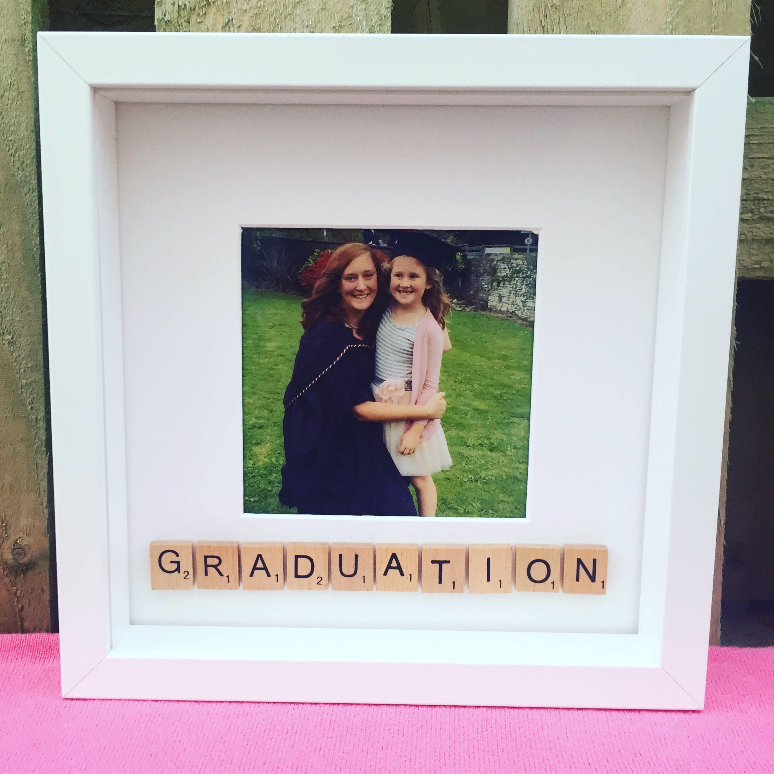 scrabble graduation box photo frame personalised with scrabble