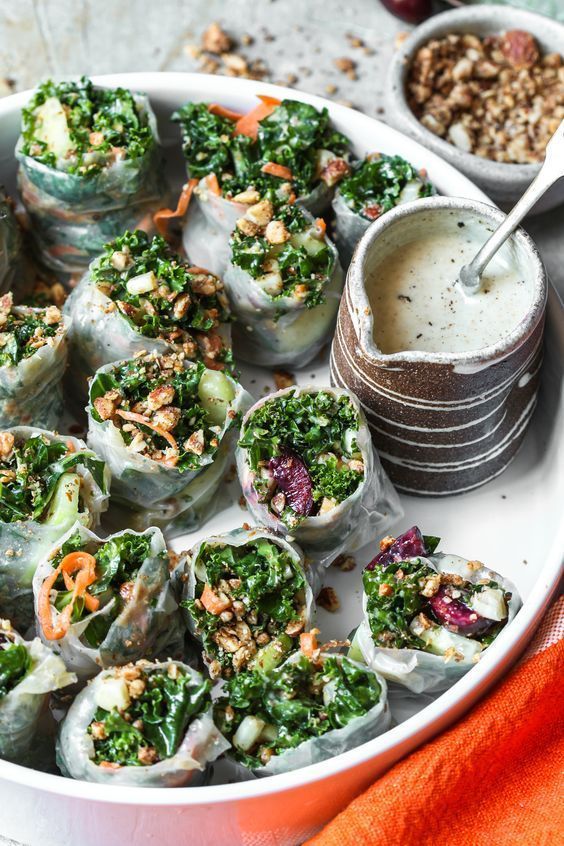 Vegan Kale Corn Salad Rolls With Tahini Miso Dressing Vegan Kale Corn Salad Rolls With Tahini Miso Dressing