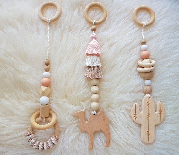 Kamelkaktus aus Holz Baby Gym Spielzeug 3er Set. Wanderlust. Wüste. Boho. Reise...