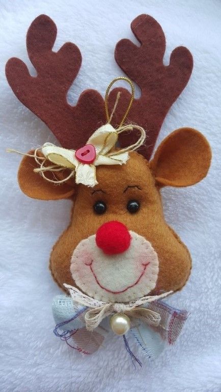 Molde Rodolfo El Reno De La Nariz Roja En Fieltro Manualidades Navideñas Fieltro Manualidades Navidad Manualidades