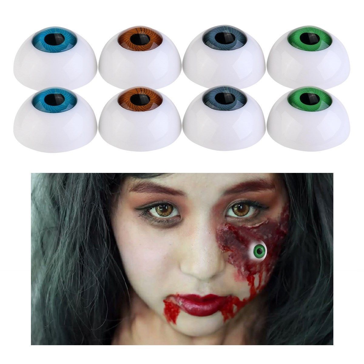 5 Pair Plastic Half Round For Halloween Mask Doll Eyes Fake Mask Eyeballs YnSP