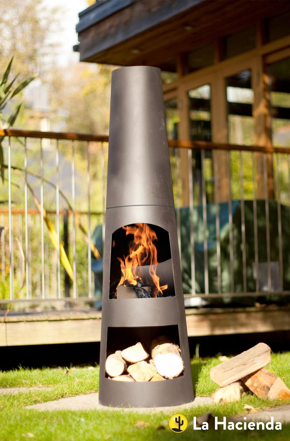 La Hacienda Circo Steel Chiminea with Steel Chiminea Patio Heater and
