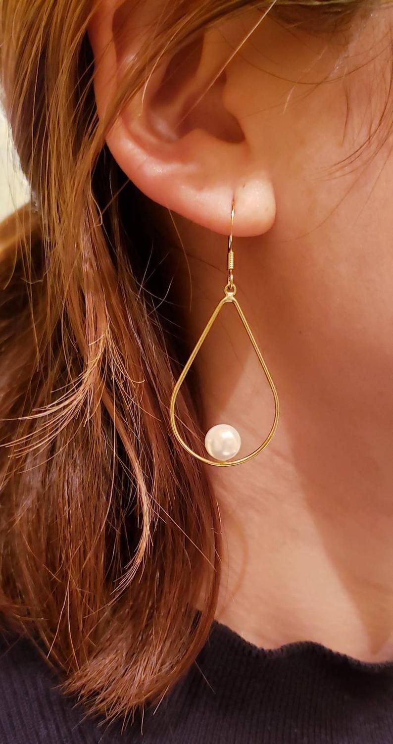 Brown glass teardrop sterling silver earrings long minimal pendant earrings shell drop earrings leaves dangle jewel