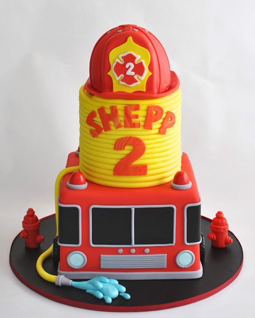The Best Firefighter Birthday Party Ideas + Free Printable | Maley Designs Firefighter Birthday Cakes, Fireman Cake, Firefighter Retirement, Firetruck Birthday Party, Firefighter Party, Perfect Birthday Party, Birthday Party Games, Birthday Party Invitations, Birthday Party Decorations