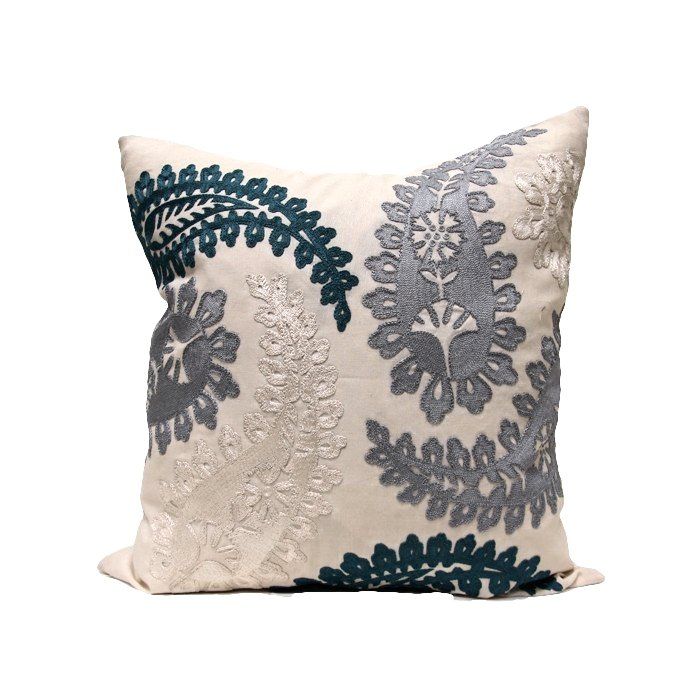 Bliss Vanilla Blues Paisley Pillow Blue & White Paisley Pillow cover