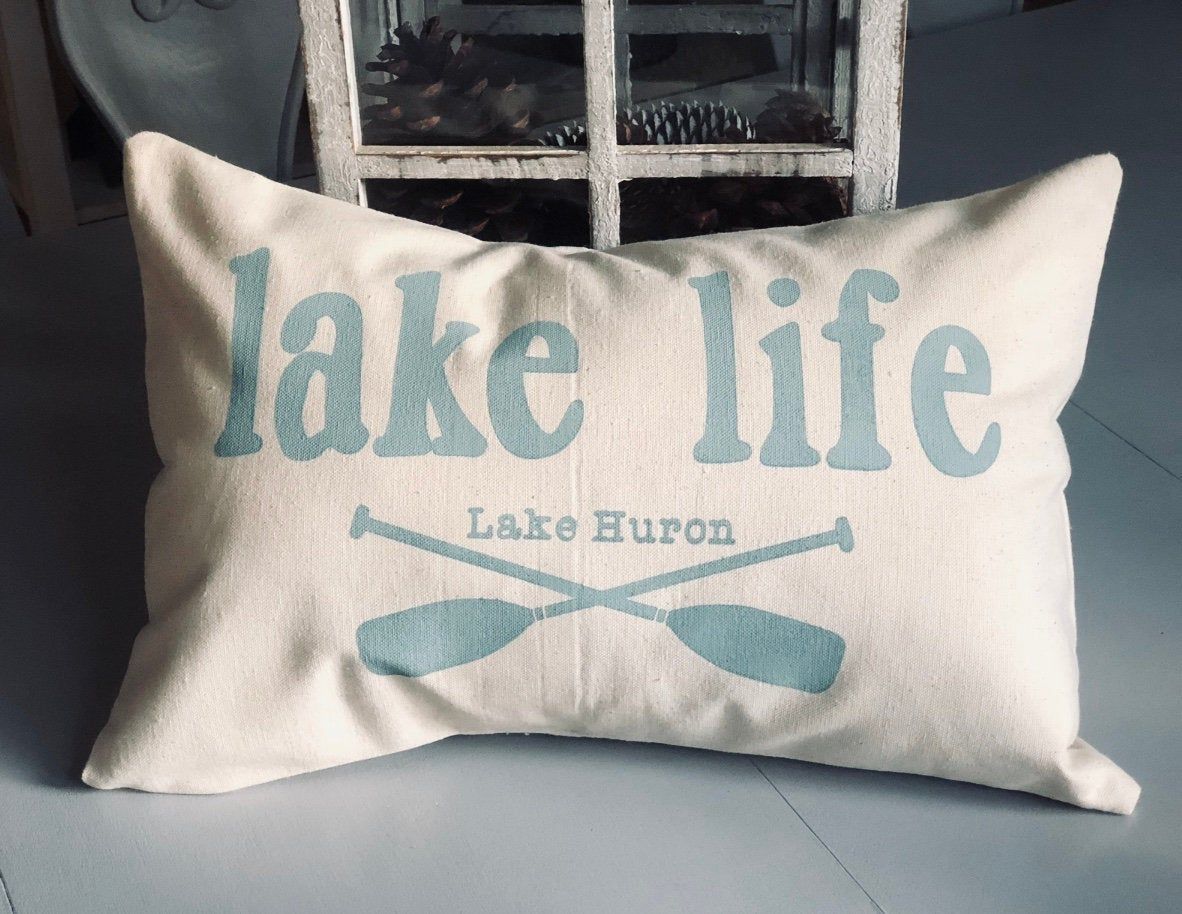 Lumbar Pillow, Throw Pillow, Decorative Lake Life Lumbar Throw Pillow Cover