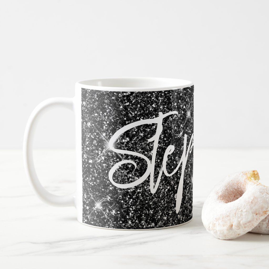 Sparkly Luxury Black Glitter Brush Calligraphy Coffee Mug Christmas Holidays, Christmas Cards, Christmas Decorations, Black Glitter, Custom Mugs, Photo Mugs, Wall Art Decor, Create Your Own, Party Supplies