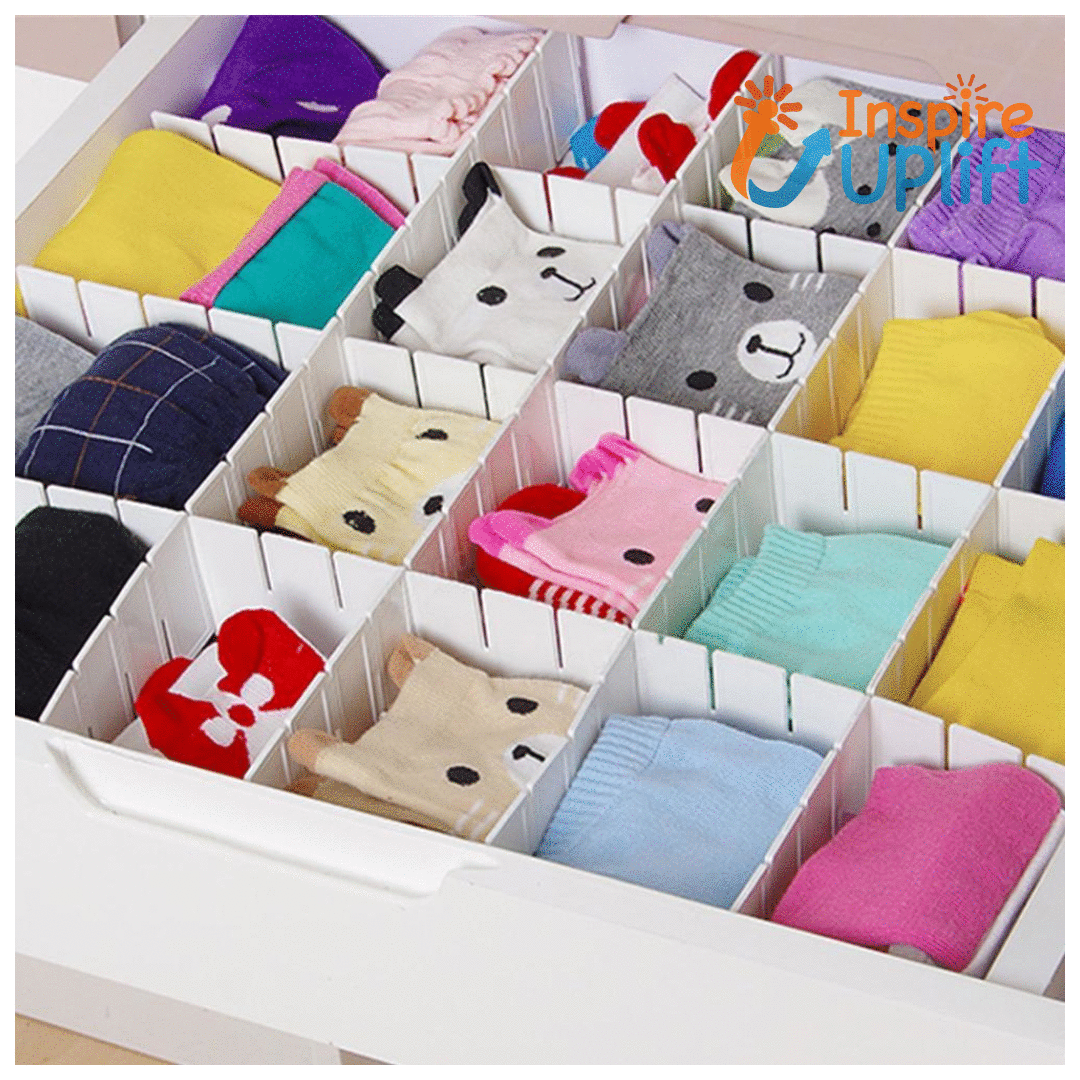 6Pcs Adjustable Clapboard Drawer Divider Partition Storage Organiser Wardrobe