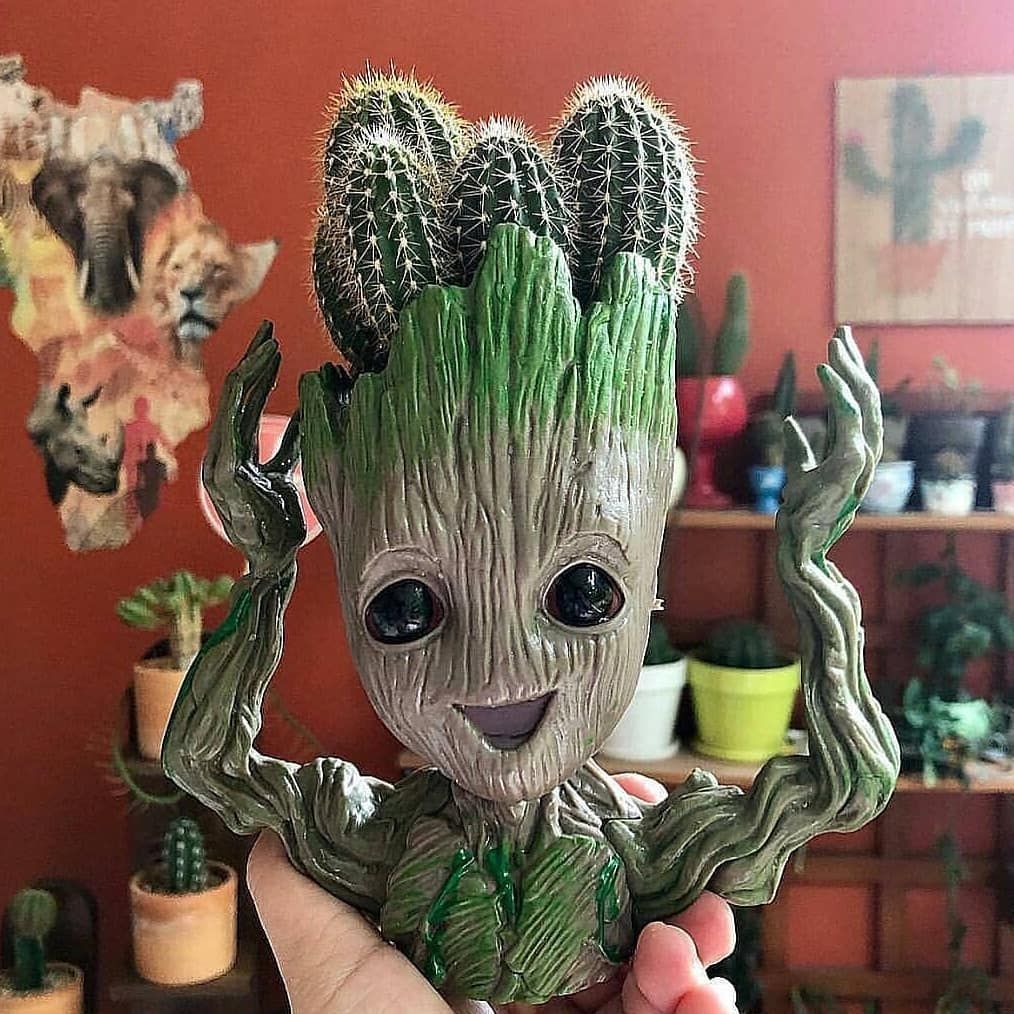14cm Pot De Fleurs Bébé Groot Porte Crayons Figurine Gardiens De La Galaxie Bois