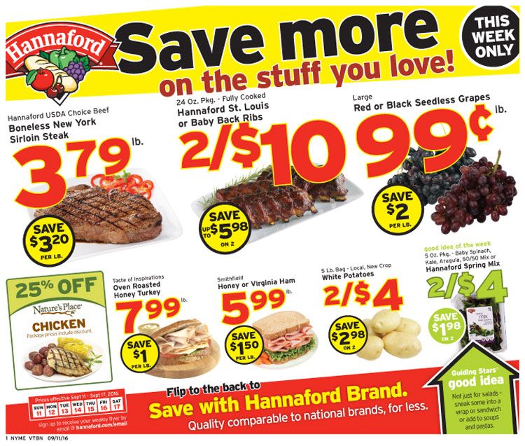 hannaford weekly flyer september 11 17 2016 http www hannaford flyer