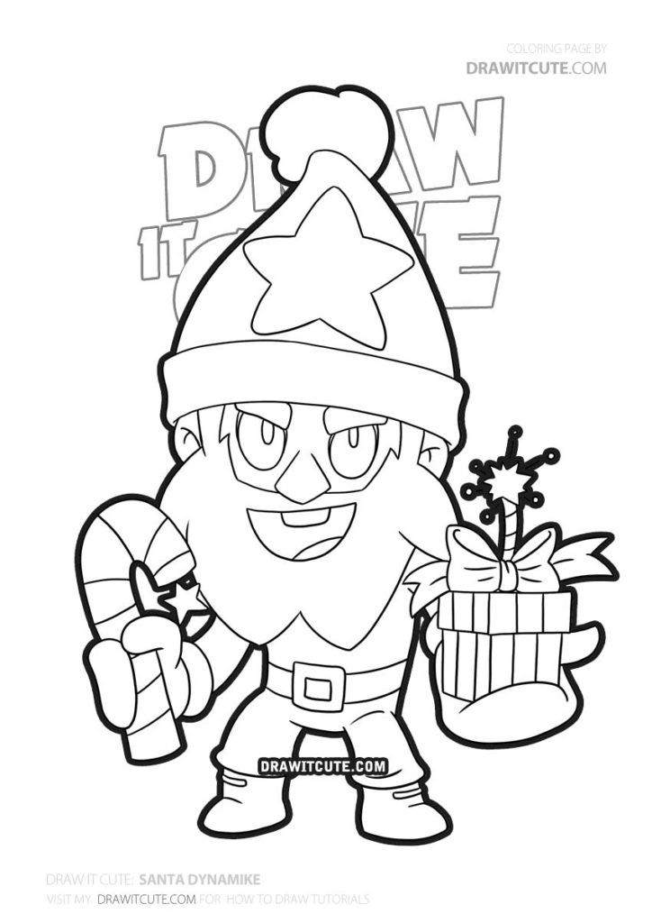 How To Draw Santa Dynamike | Brawl Stars - Draw It Cute | Zeichenvorlagen, Ausmalbilder Zum Ausdrucken, Ausmalbilder