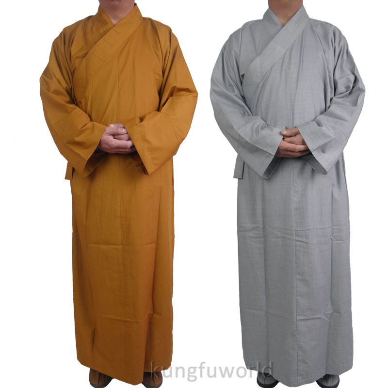 Shaolin Temple Buddhist Monk Dress Meditation Robe Kung Fu Suit Long Gown New