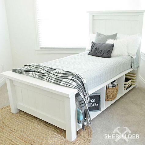 Traditional Farmhouse Bed With Storage Diy Twin Frame