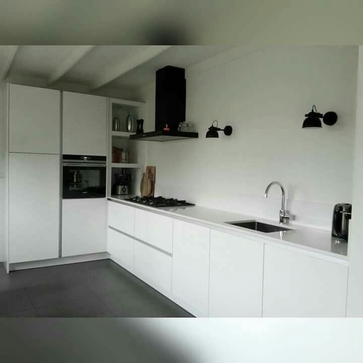 Keuken wit en wit blad | Witte keuken, Keuken, Afzuigkap