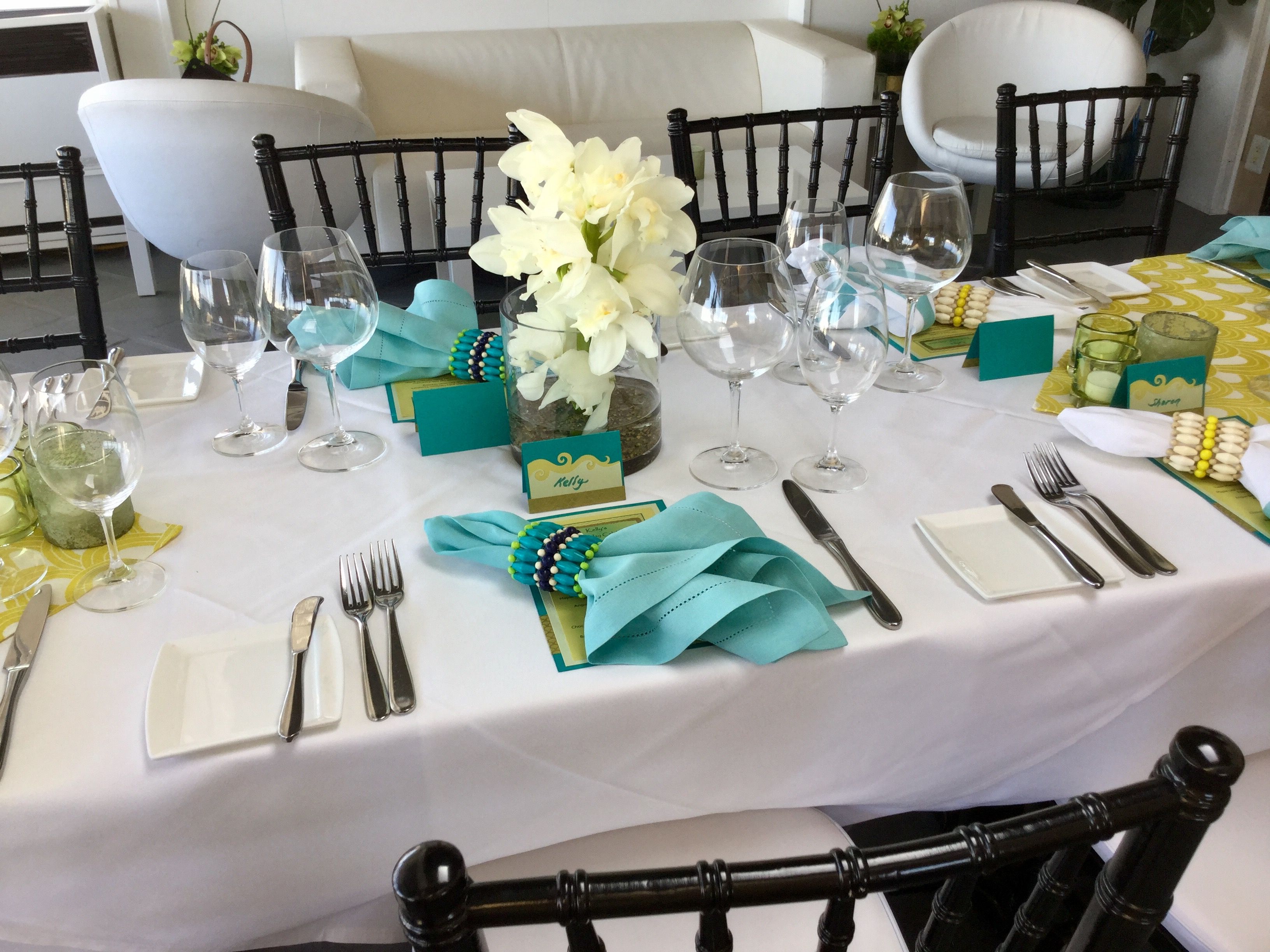 Beach Table Setting With Lighthouse Lantern Centerpiece With