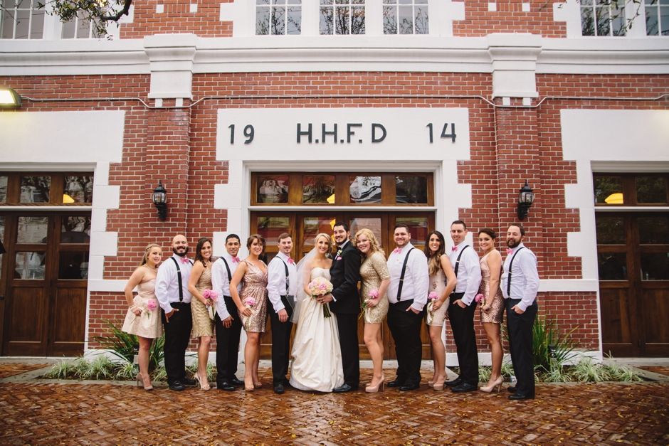 Houston Heights Fire Station Wedding Party Outside The Houston Heights Fire Station Wedding Party Outside The Venue