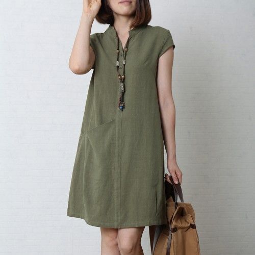 Tea green cotton sundress oversize summer linen dressThis dress is made of cotton linen fabric, soft and breathy, suitable for summer, so loose dresses to make you comfortable all the time.Measurement: Size M length 87cm / 33.93 #dressesmakingfabric Cotton Linen Dresses, Cotton Sundress, Summer Linen Dresses, Simple Dresses, Casual Dresses, Fashion Dresses, Casual Outfits, Loose Dresses, Easy Dress