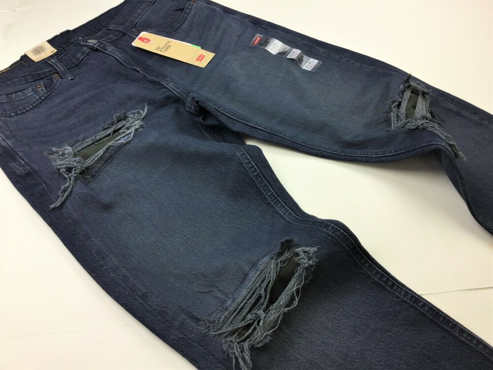 Levi's Levis Men 541 Athletic Taper Army Camo Patch Distressed Black Jeans #Levis | Distressed