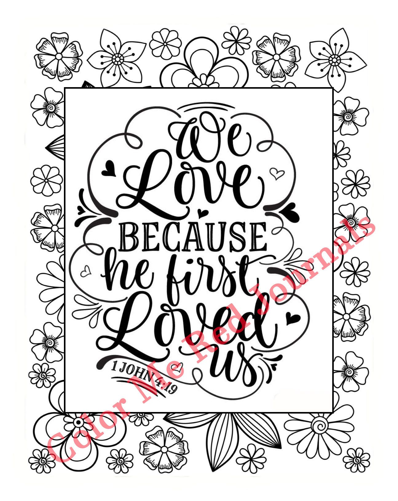 1 John 4 19 We Love Because He First Loved Us Word Colouring Wall Word Art Scripture Coloring 1 John 4 19 We Love Because He First Loved Us Word Colouring Wall Word Art Scripture Coloring