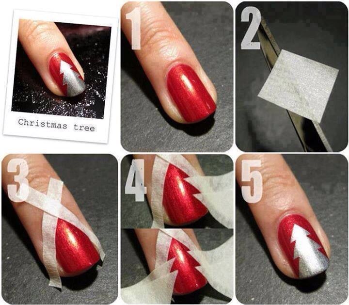 Christmas Tree Nail Art Tape Tutorial Tree Nails Holiday Nail Designs Christmas Tree Nail Art