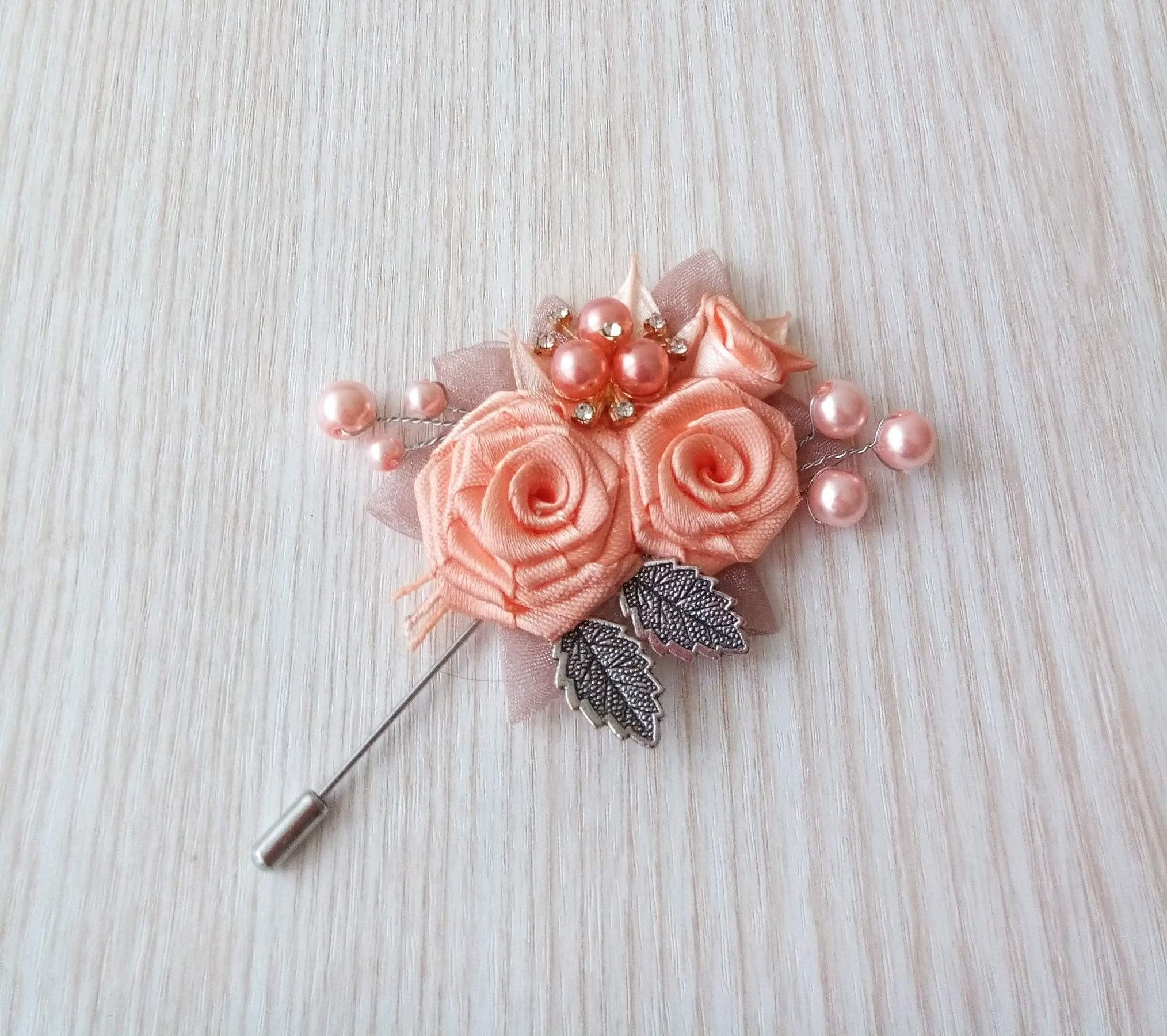 Lapel Sweater Gift for Girls Backpack Brooch Pin for Jacket Kilt Pin with Vintage Ribbon and Purple Fabric Flower