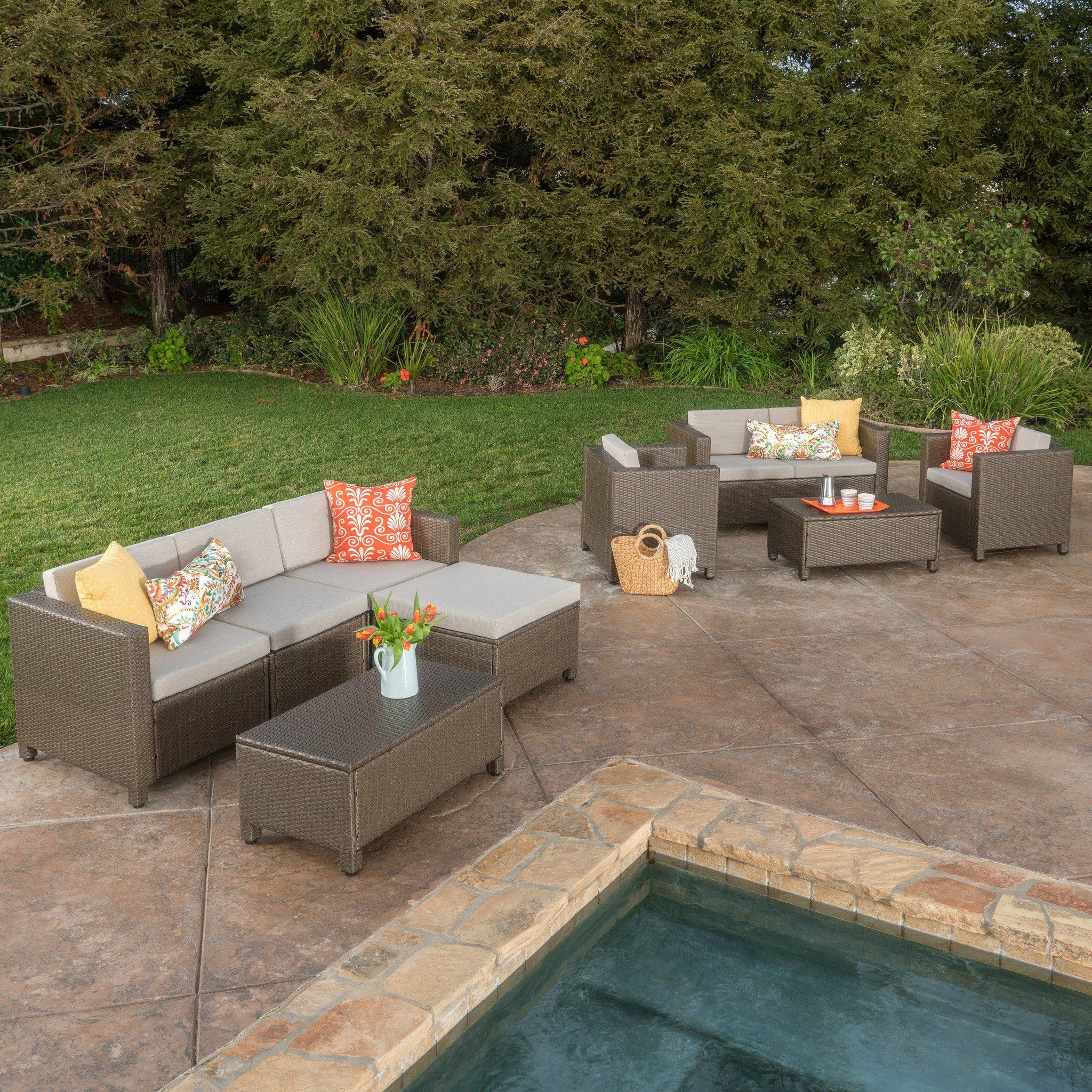 Budva 9pc Outdoor Wicker Sectional Sofa Set W Cushions Budva 9pc Outdoor Wicker Sectional Sofa Set W Cushions