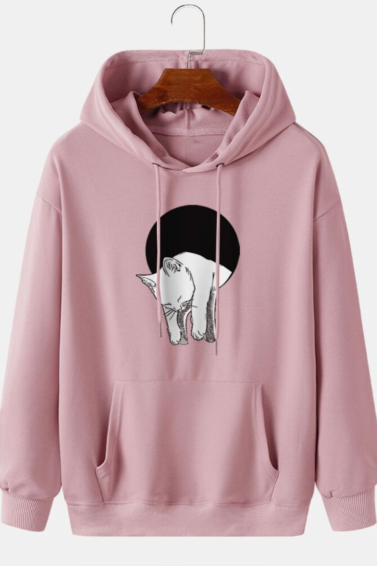 Color: Apricot, Pink, Blue, White, Black Occasion: Daily Size: S, M, L, XL, 2XL Pattern: Cat, Cartoon Pattern, Animals Collar: Hooded Material: Cotton, Polyester Sleeves Length: Long Sleeve Brand: Mensclo Thickness: Moderate Season: Autumn Design Element: Print, Pocket, Drawstring Fit Type: Loose Hoodie Jumper, Cute Hoodie, Hoodie Cartoon, Cartoon Cat, Cute Summer Outfits, New Outfits, Cat Graphic, Fashion Hub, Graphic Hoodies