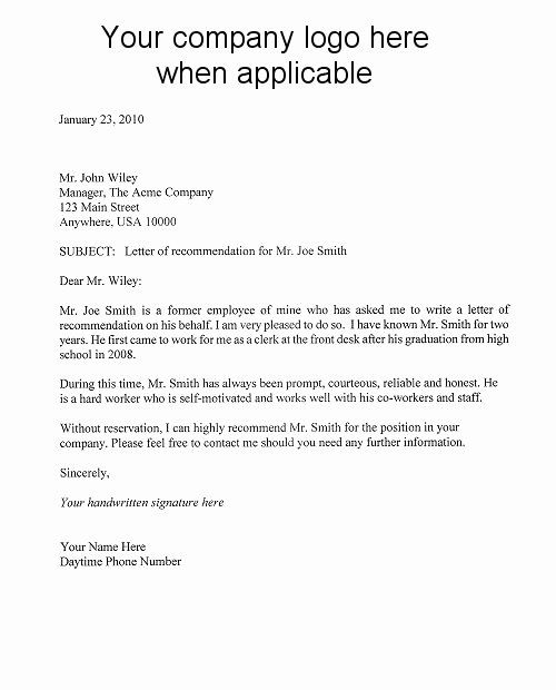 Recommendation letter buy