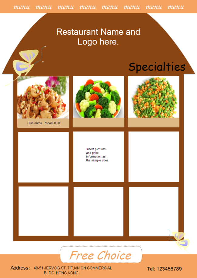 a free customizable menu